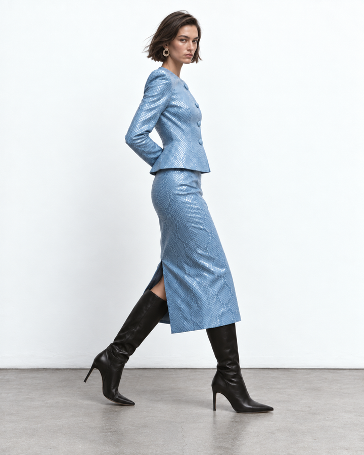 SERPENTINE LEATHER SKIRT